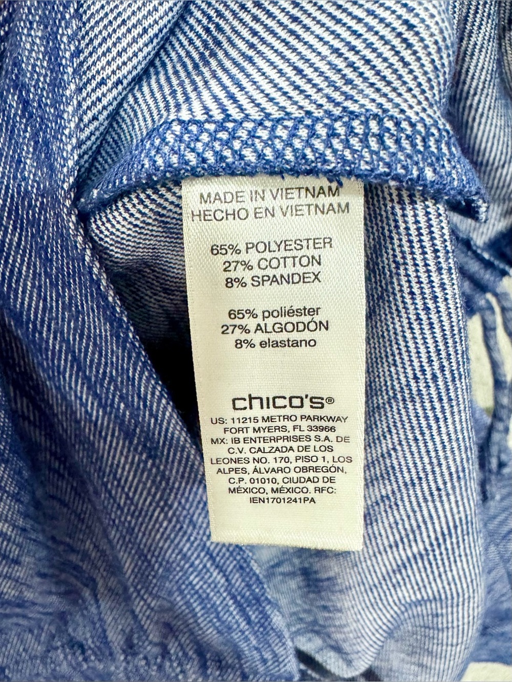 Chico's Weekends Blue Space Dye Cinch Hem Knit Top Size 1 M/L 10-12 - Picture 5 of 5